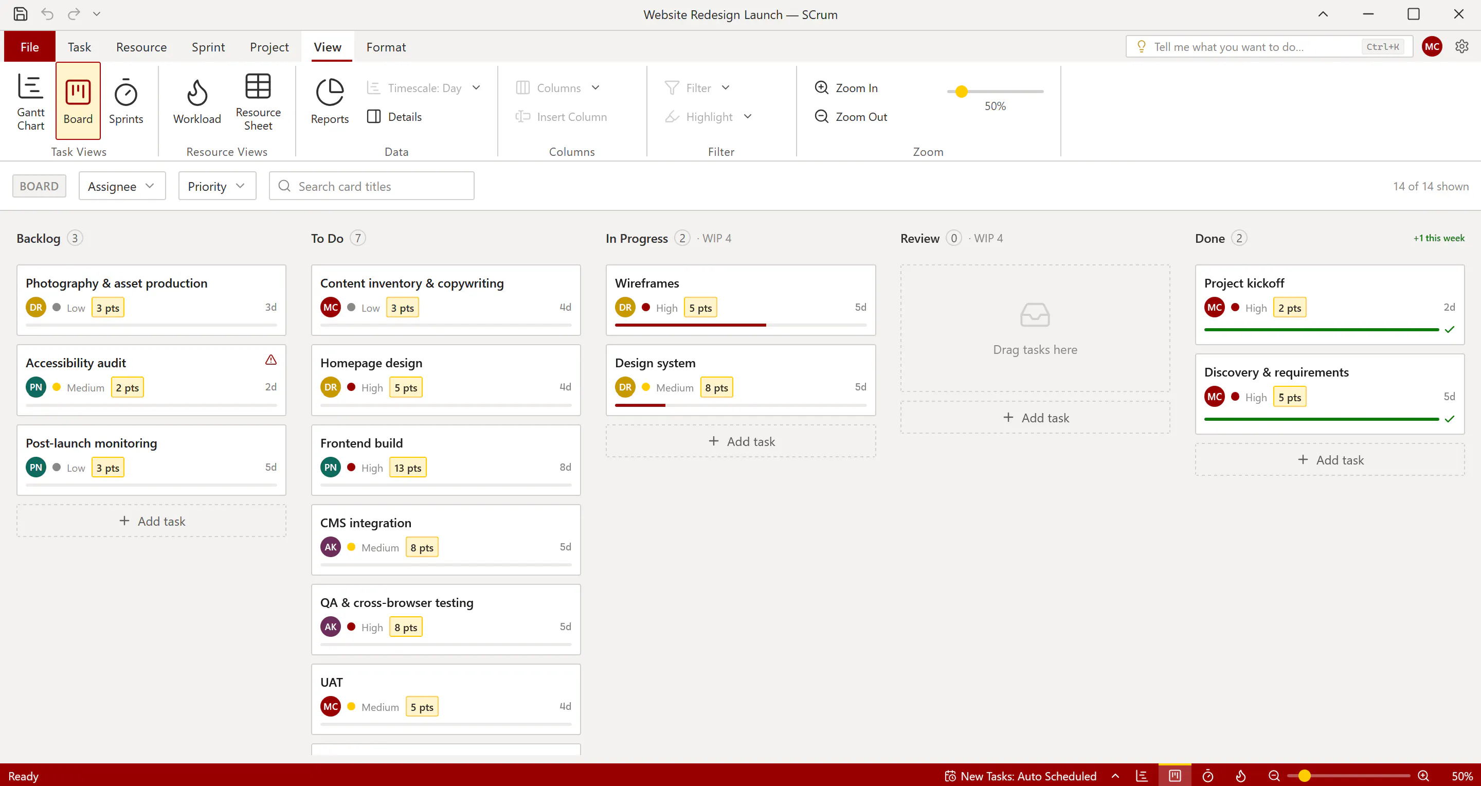 SCrum - Inspired by Microsoft Project gallery image