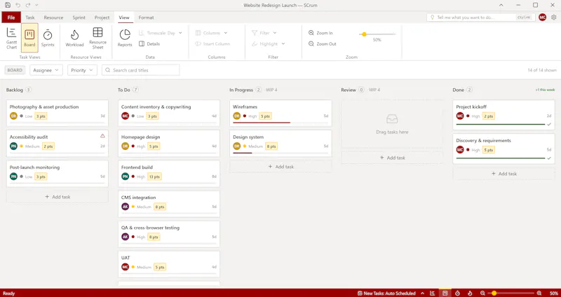 SCrum - Inspired by Microsoft Project screenshot 1