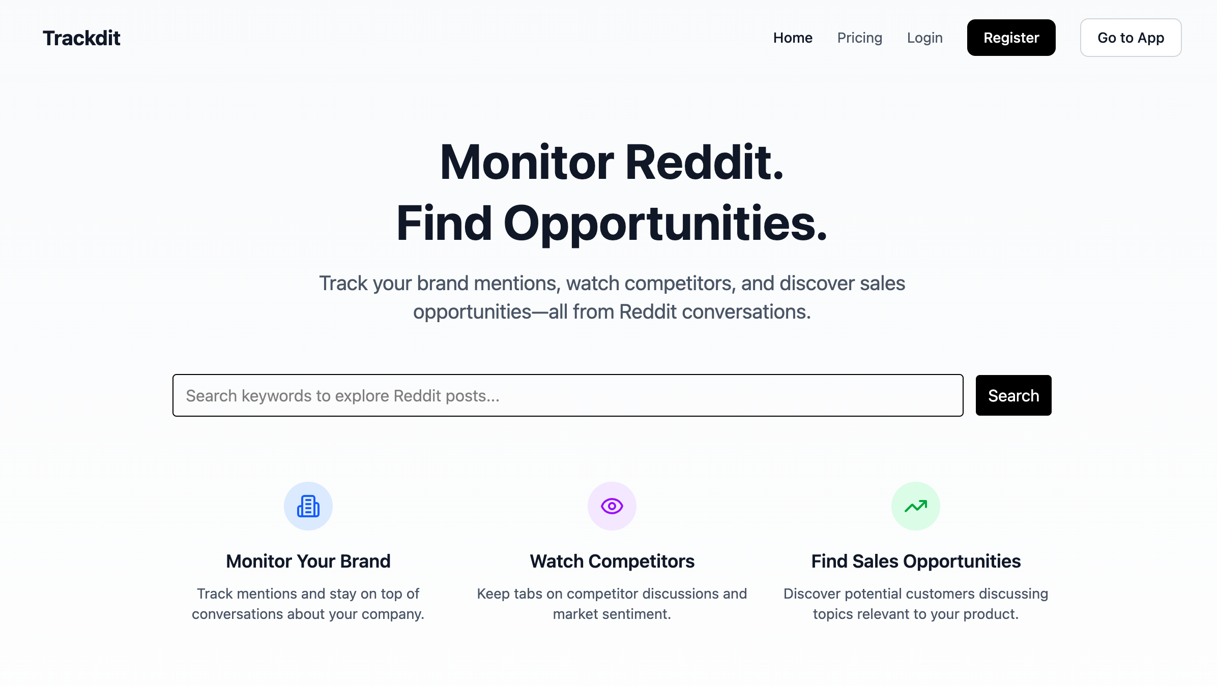Trackdit - Main product screenshot demonstrating key features and user interface