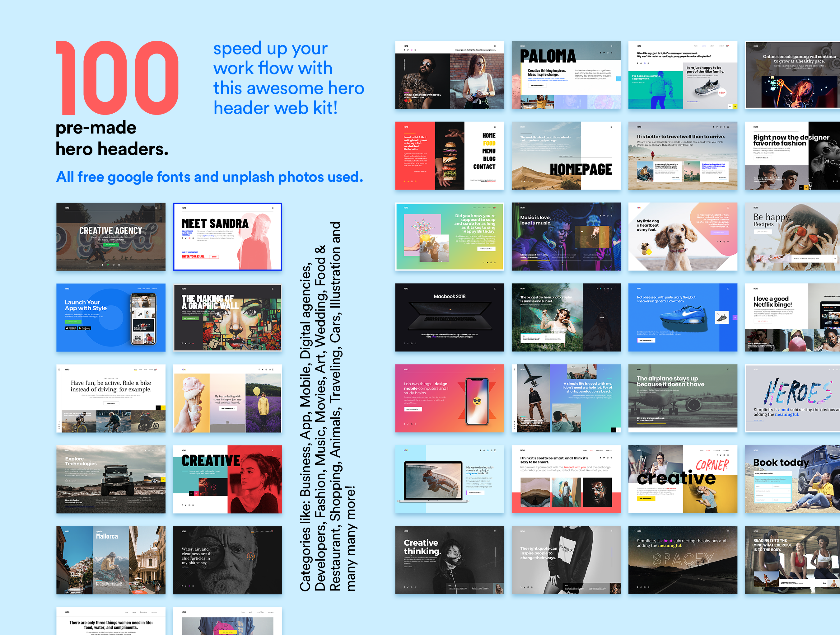 100 Hero Headers Web Kit