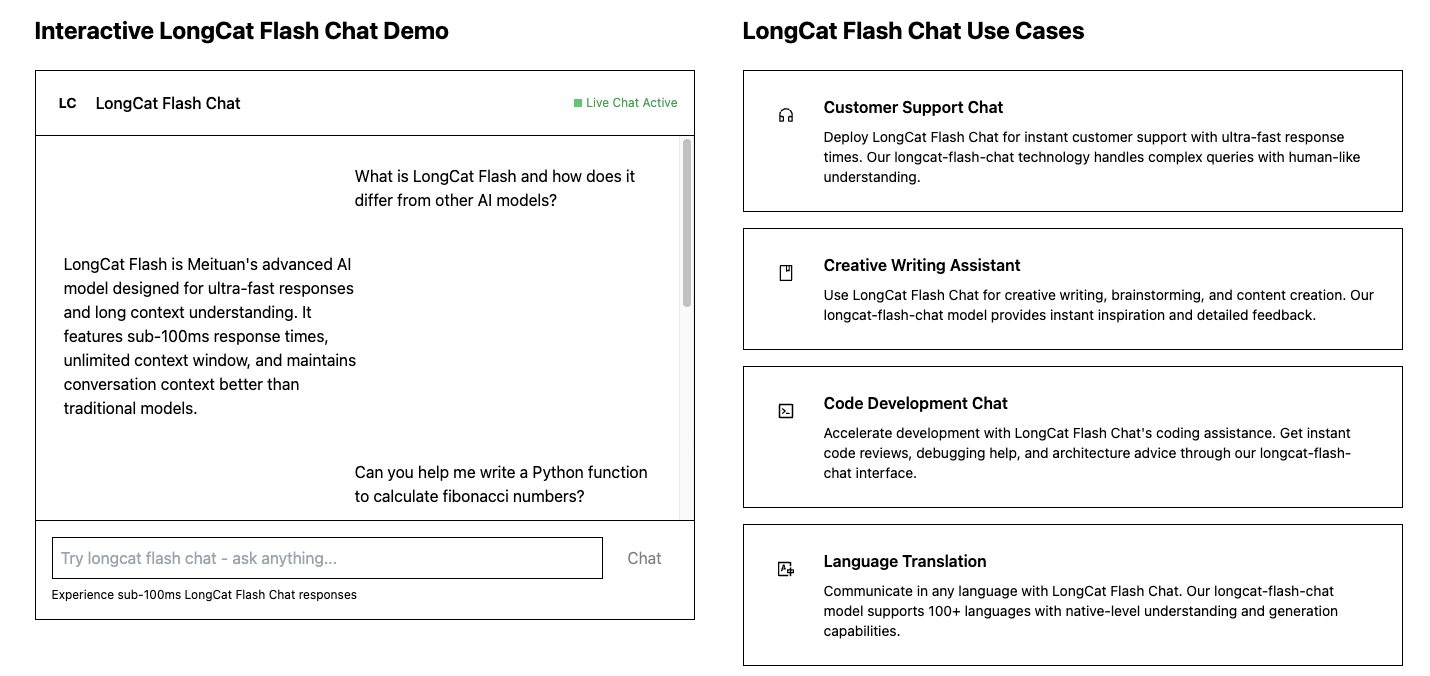 LongCat Flash AI Ultra-Fast Chat Model gallery image