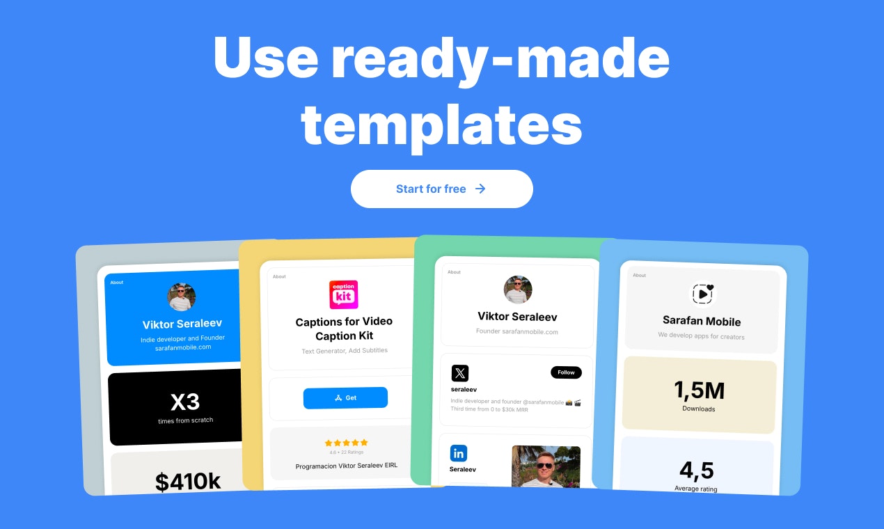 Type.link - Создайте свой сайт из удивительных виджетов медиа 4