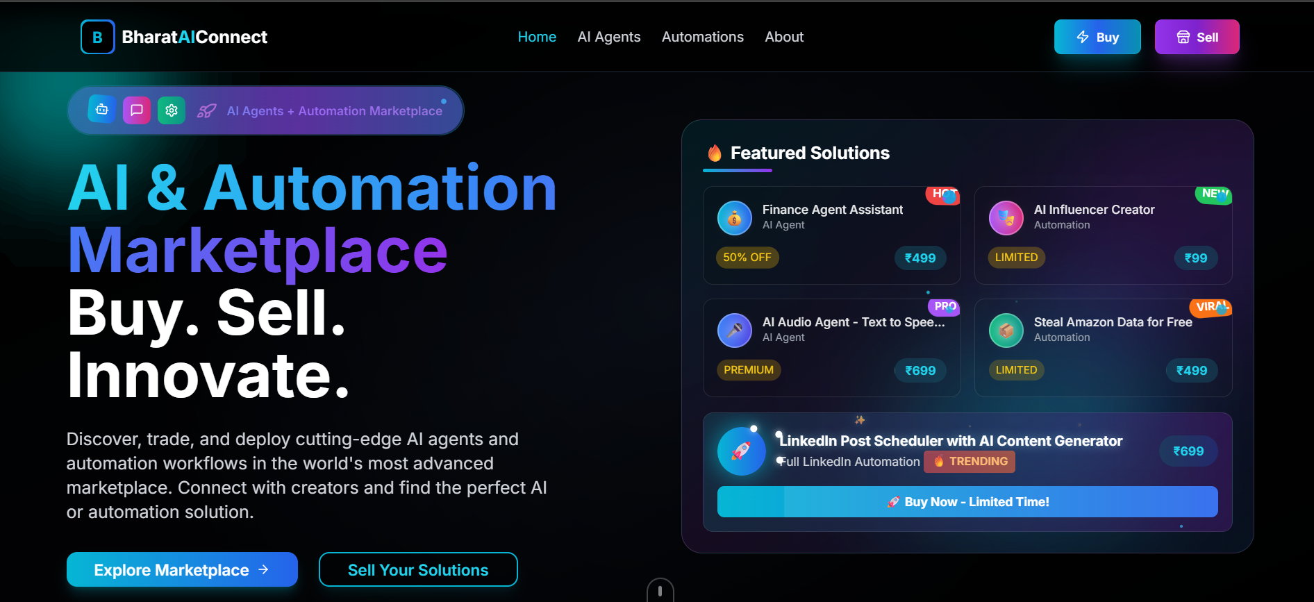 وسائط بهارات AI Connect - Marketplace لوكلاء الذكاء الاصطناعي والأتمتة 2
