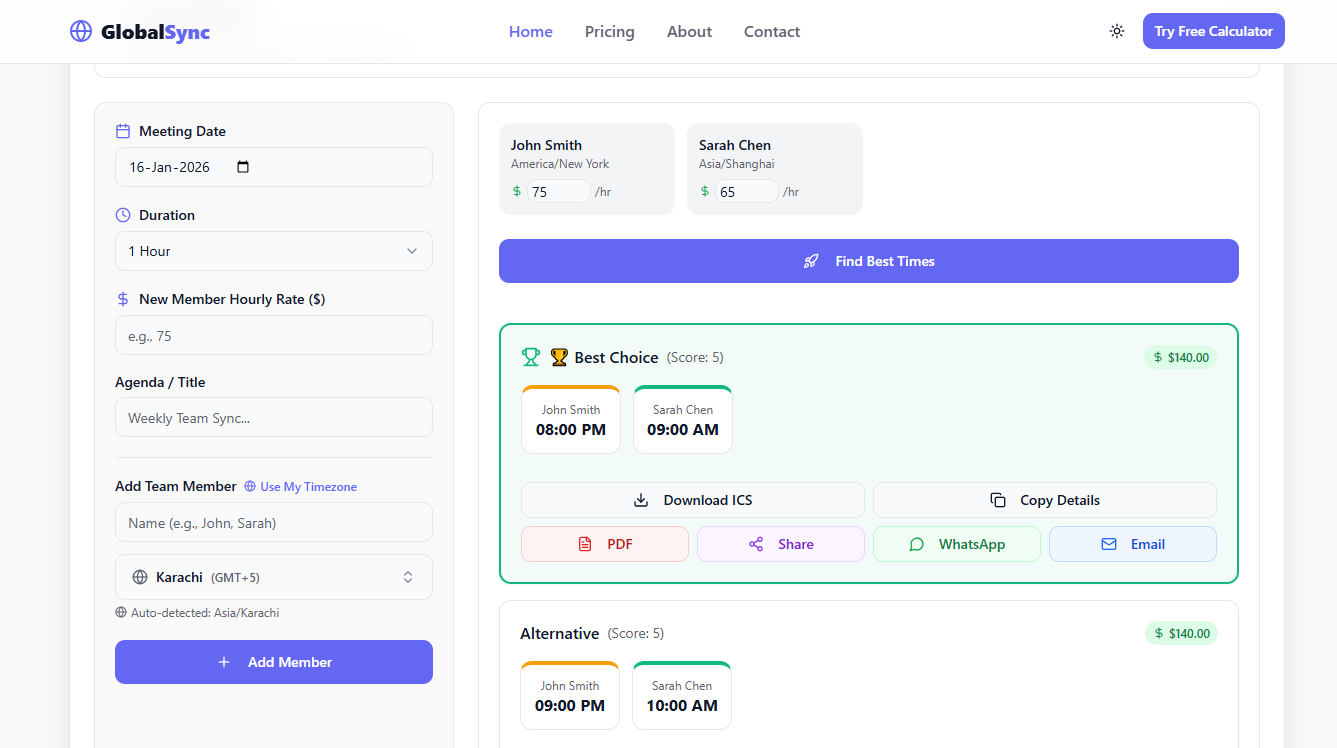 GlobalSync - Main product screenshot demonstrating key features and user interface