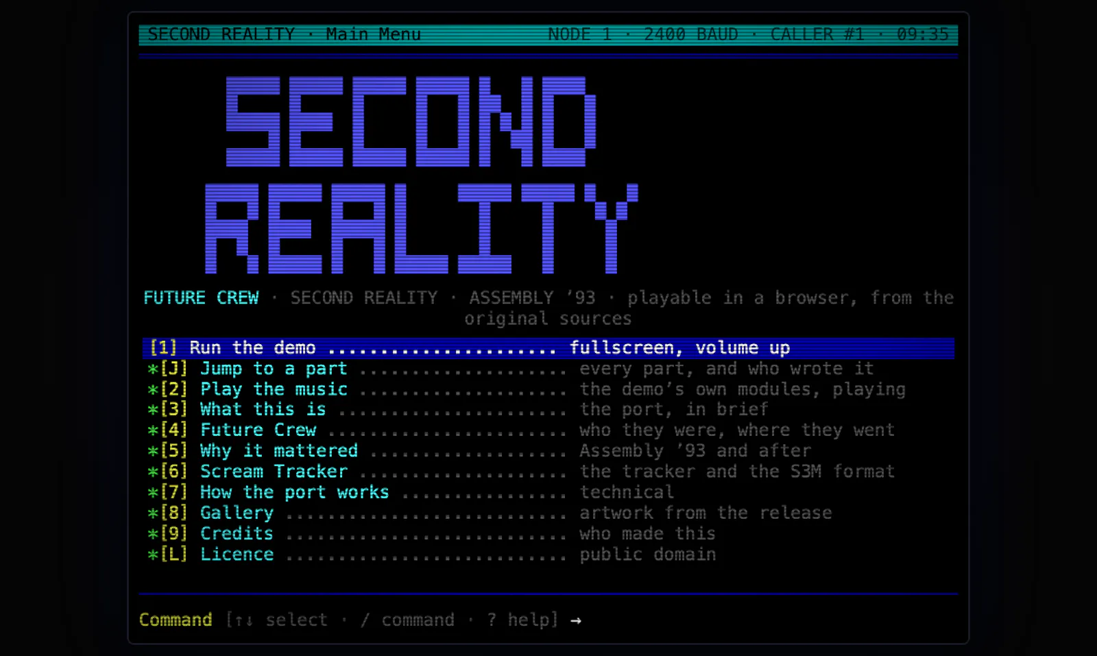 Second Reality (1993) in your browser screenshot 6