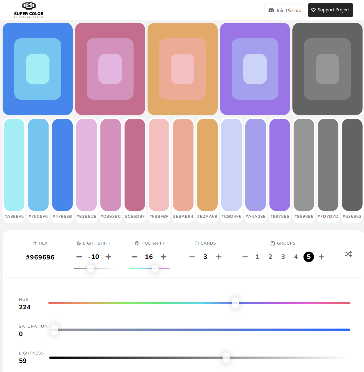 Paleta de súper colores - Paleta Creador que cambia la ligereza y las cantidades iguales. media 3