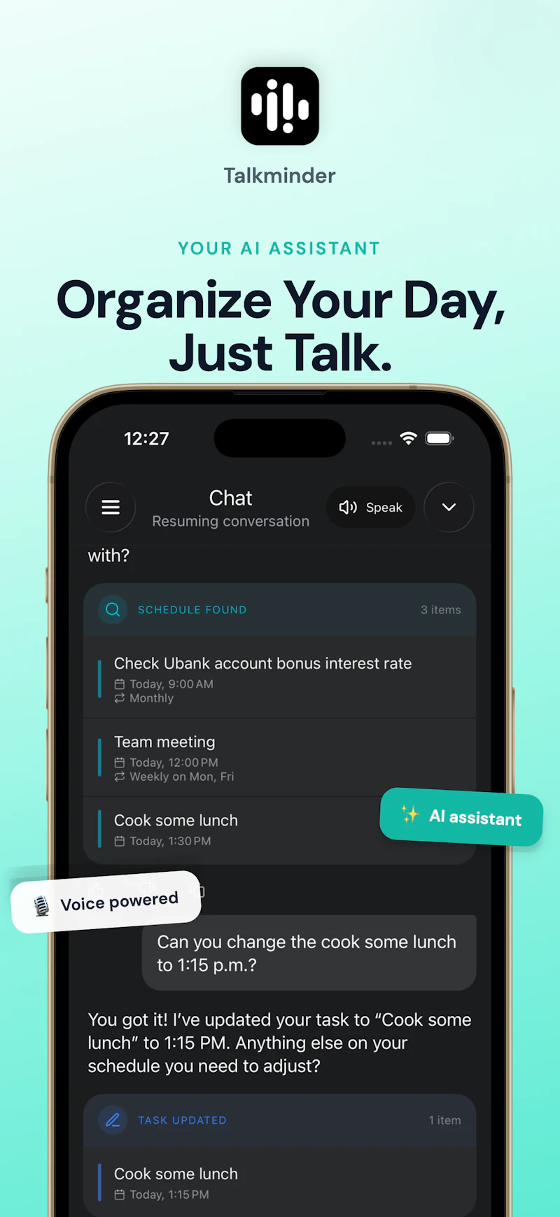 Talkminder -  Voice Task AI screenshot 1