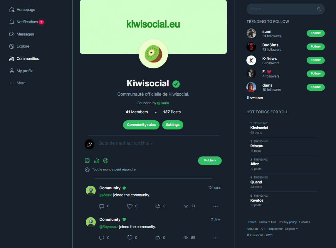 KiwiSocial – French Twitter Clone gallery image