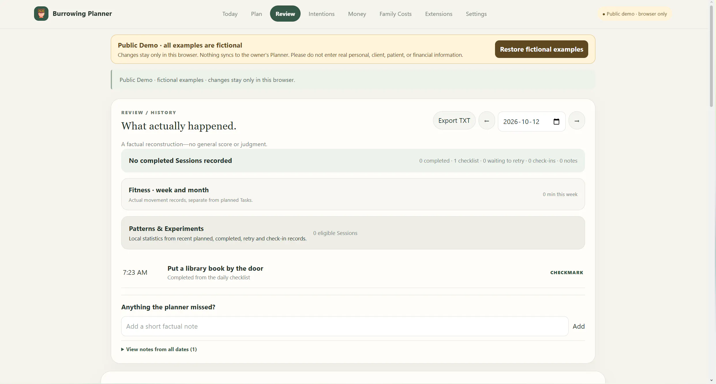 Burrowing Planner Demo gallery image