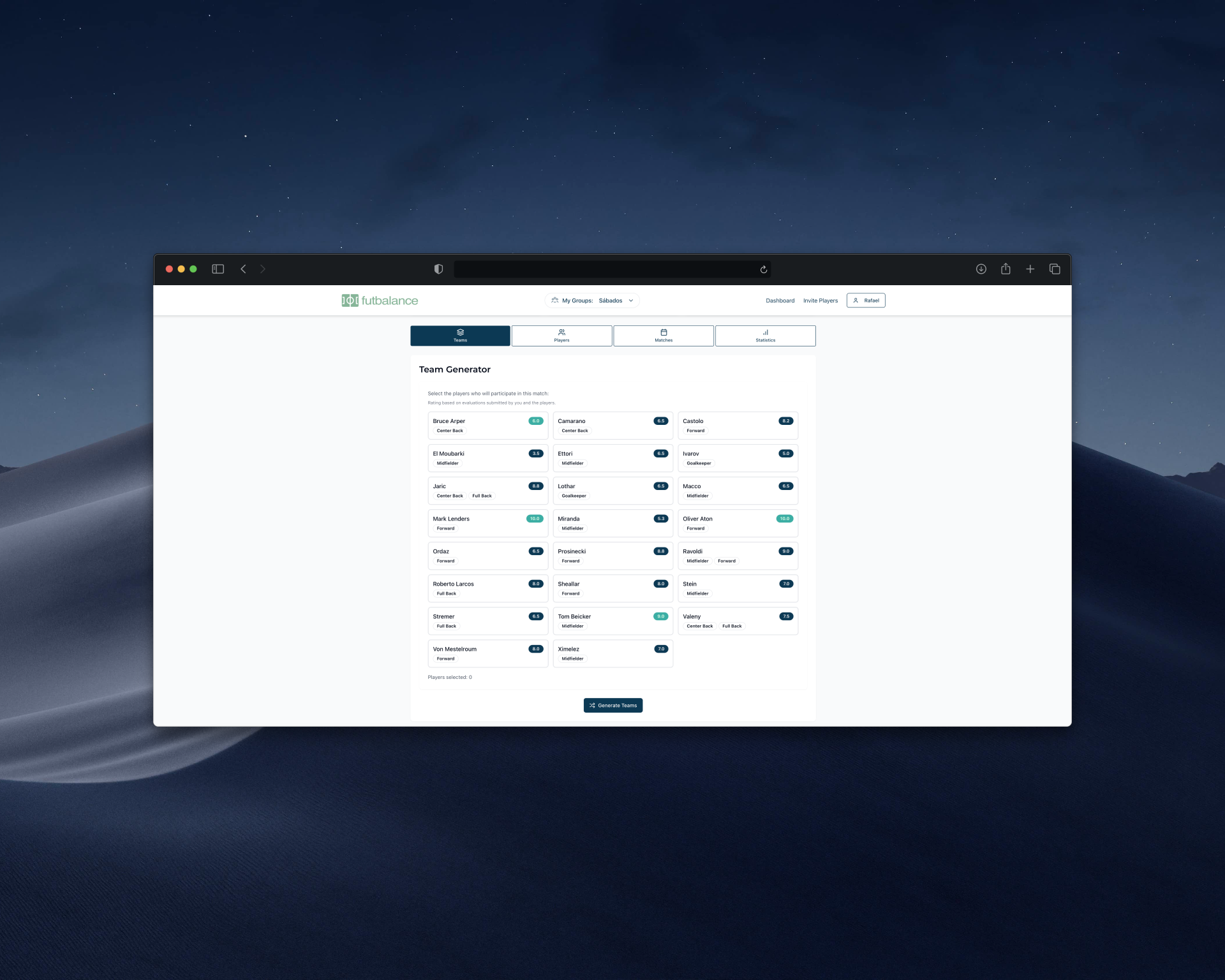 FutBalance - Main product screenshot demonstrating key features and user interface
