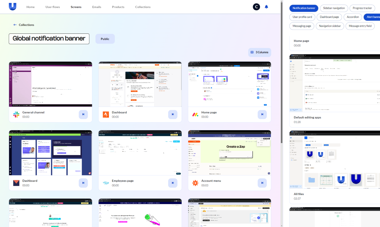Userflows 2.0 - Ürün Kütüphanesi Kullanıcı akışları, ekran görüntüleri ve e -postalar medya 3