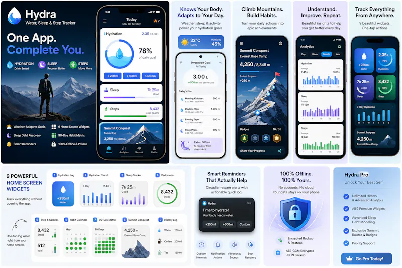 Hydra – Smart Hydration & Health Tracker screenshot 1