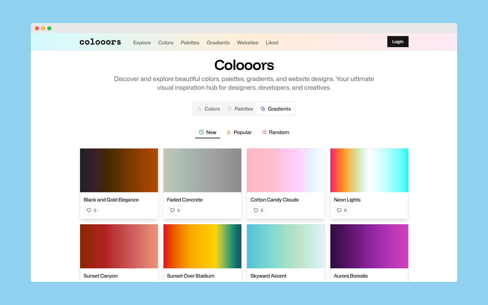 وسائط colooors - مصدر إلهام للألوان واللوحات والتدرجات وتصميمات الويب. 3