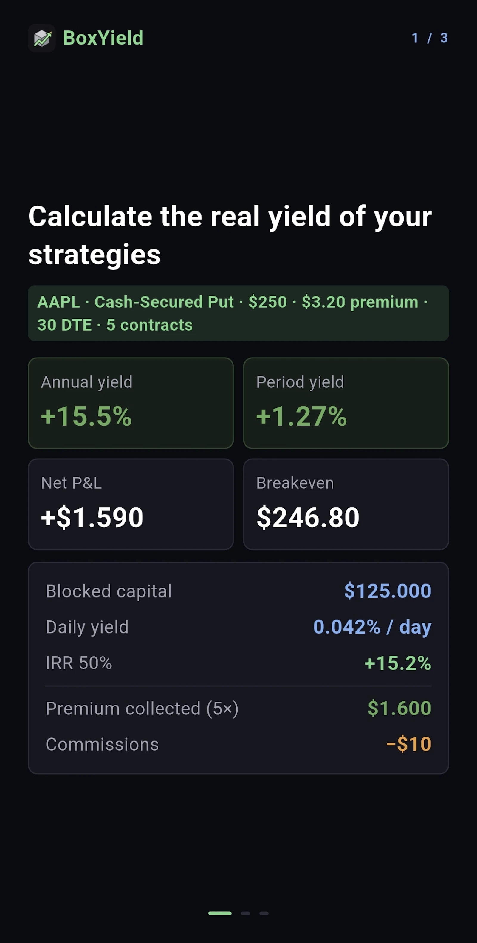 BoxYield: Options Calculator screenshot 1