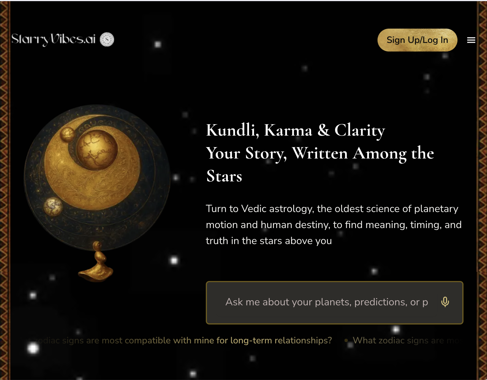 StarryVibes - Main product screenshot demonstrating key features and user interface
