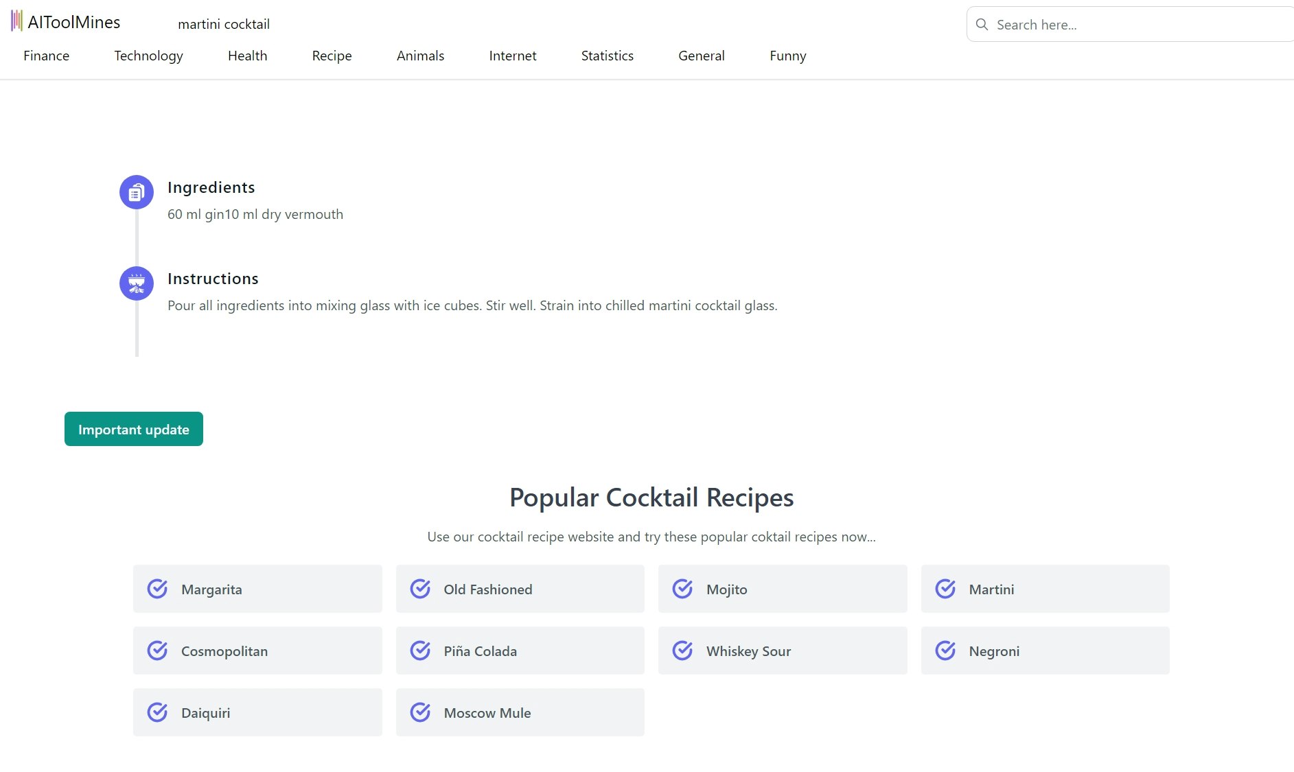 Moteur de recherche de recettes de cocktails media 1