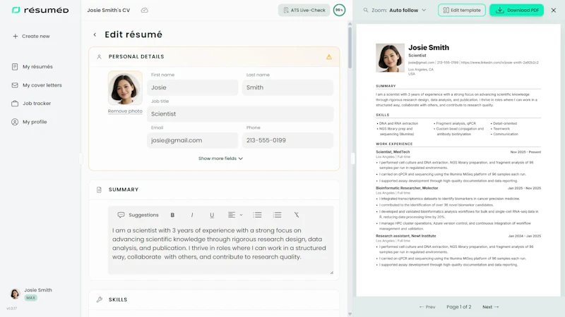 Résuméd Free CV Creator screenshot 2