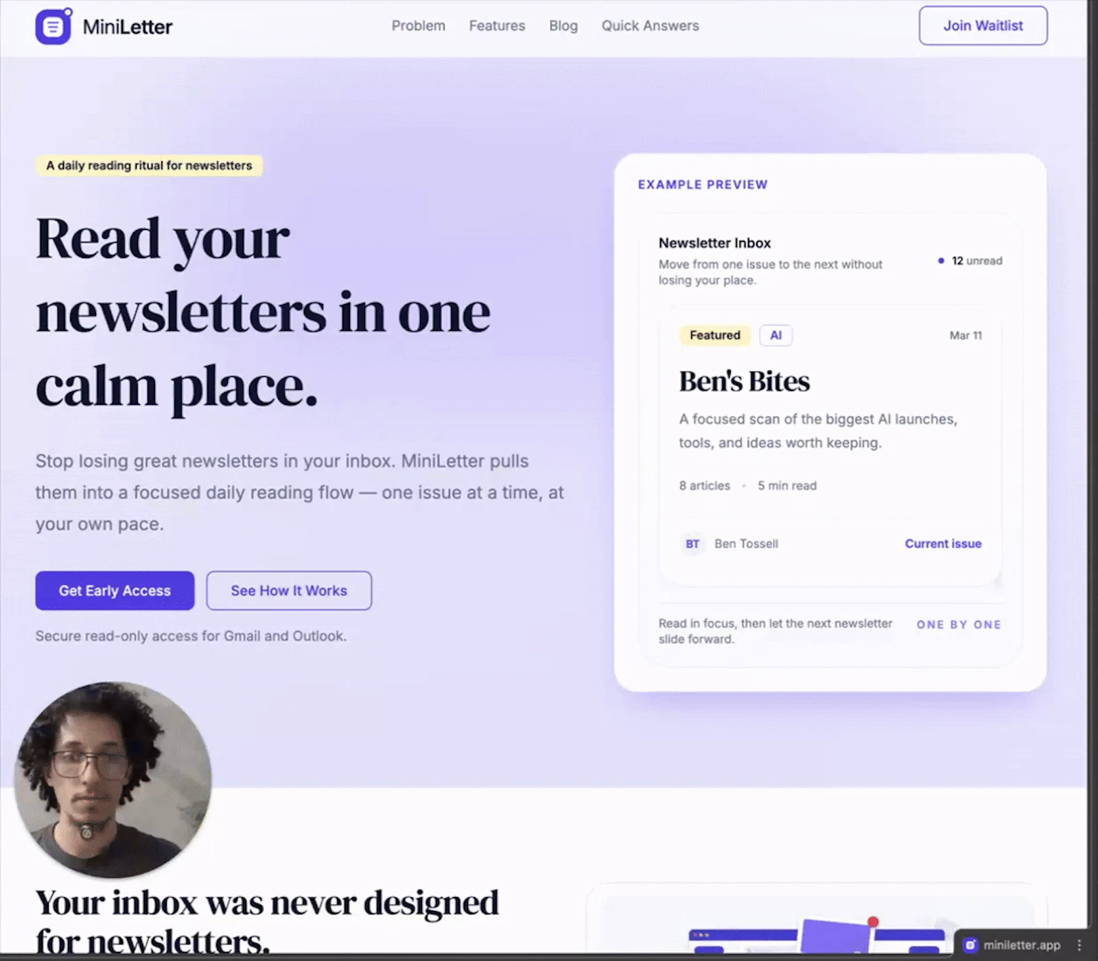 MiniLetter screenshot 1 (video preview)
