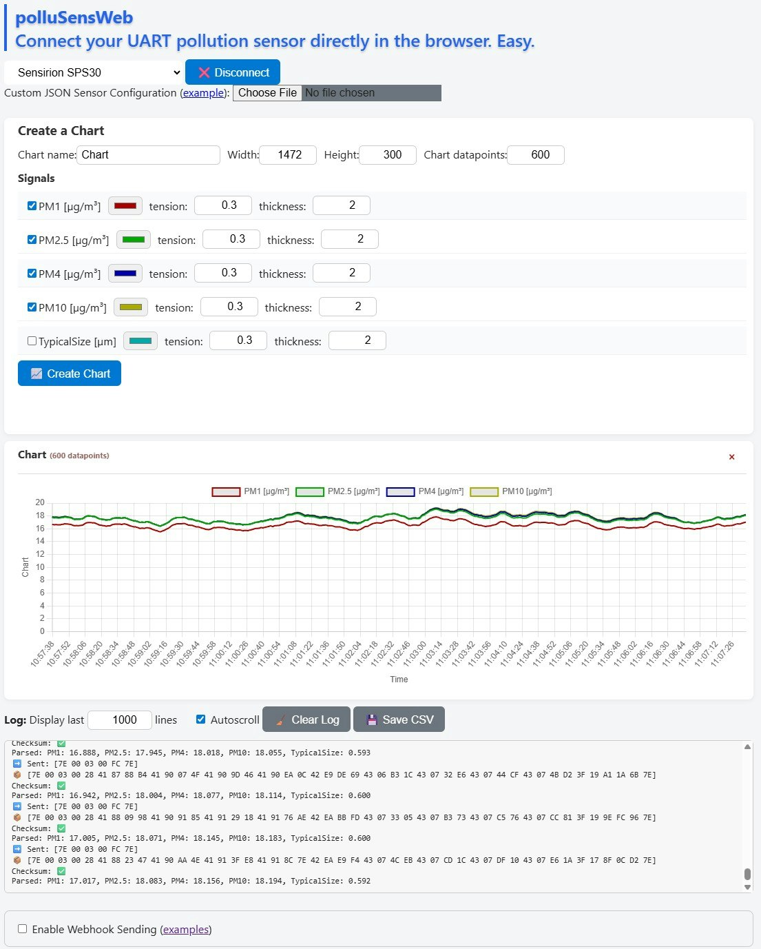 polluSensWeb - Screenshot 2 showing product features and functionality