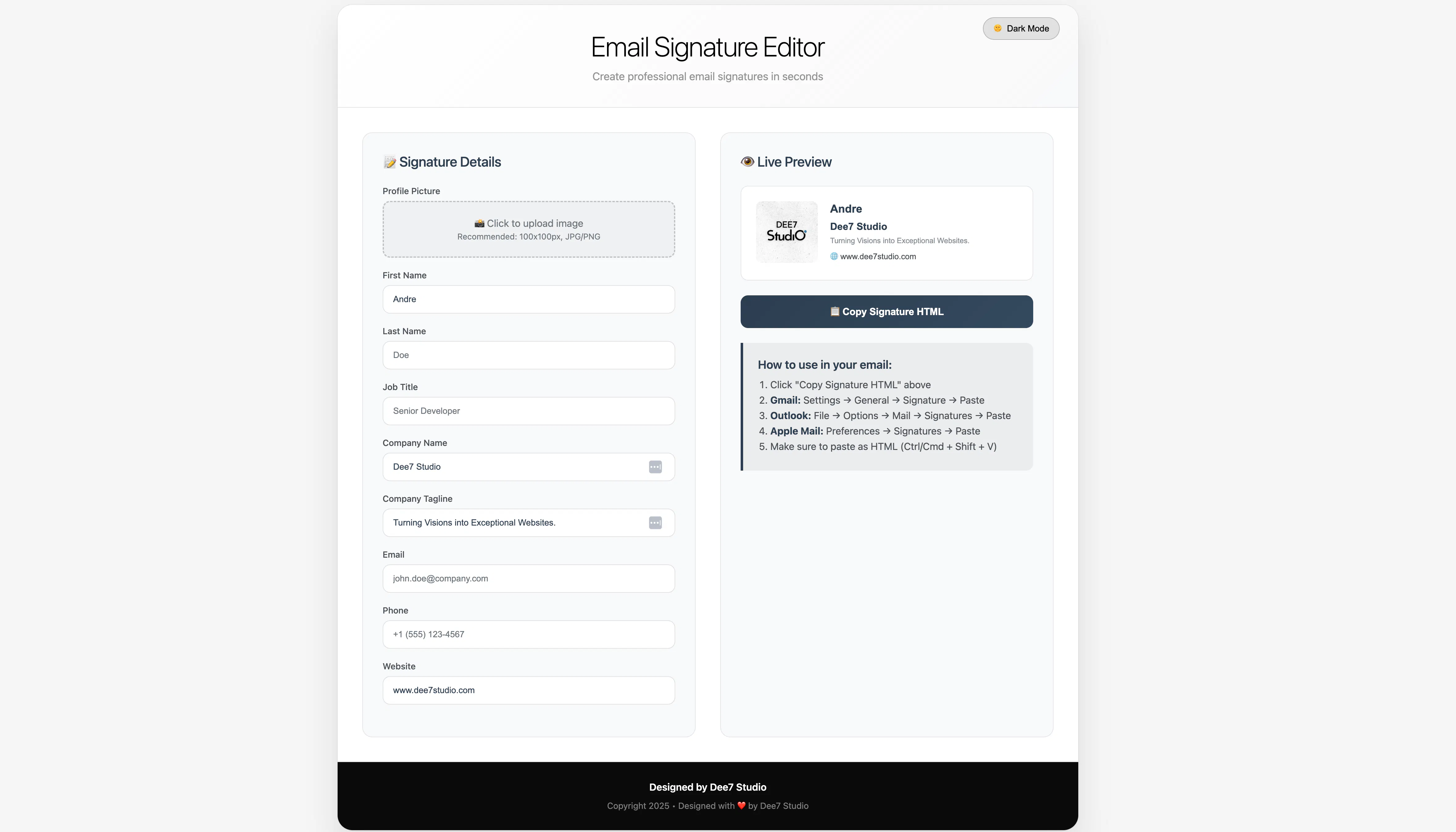 Email Signature Editor: A professional email signature in seconds ...