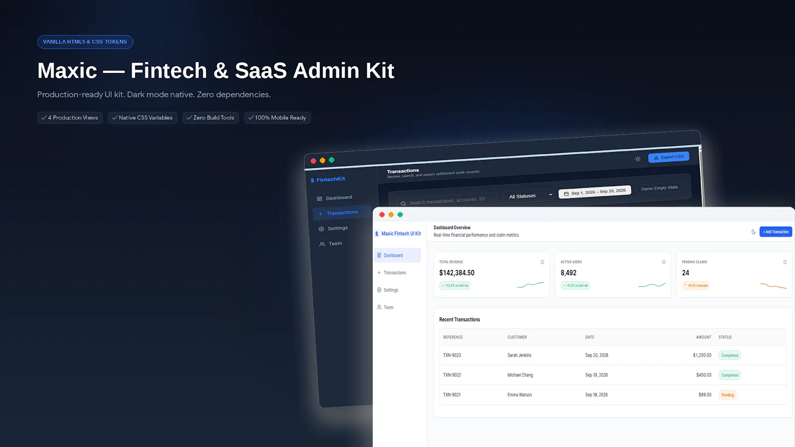 Maxic Fintech & SaaS Admin Kit gallery image