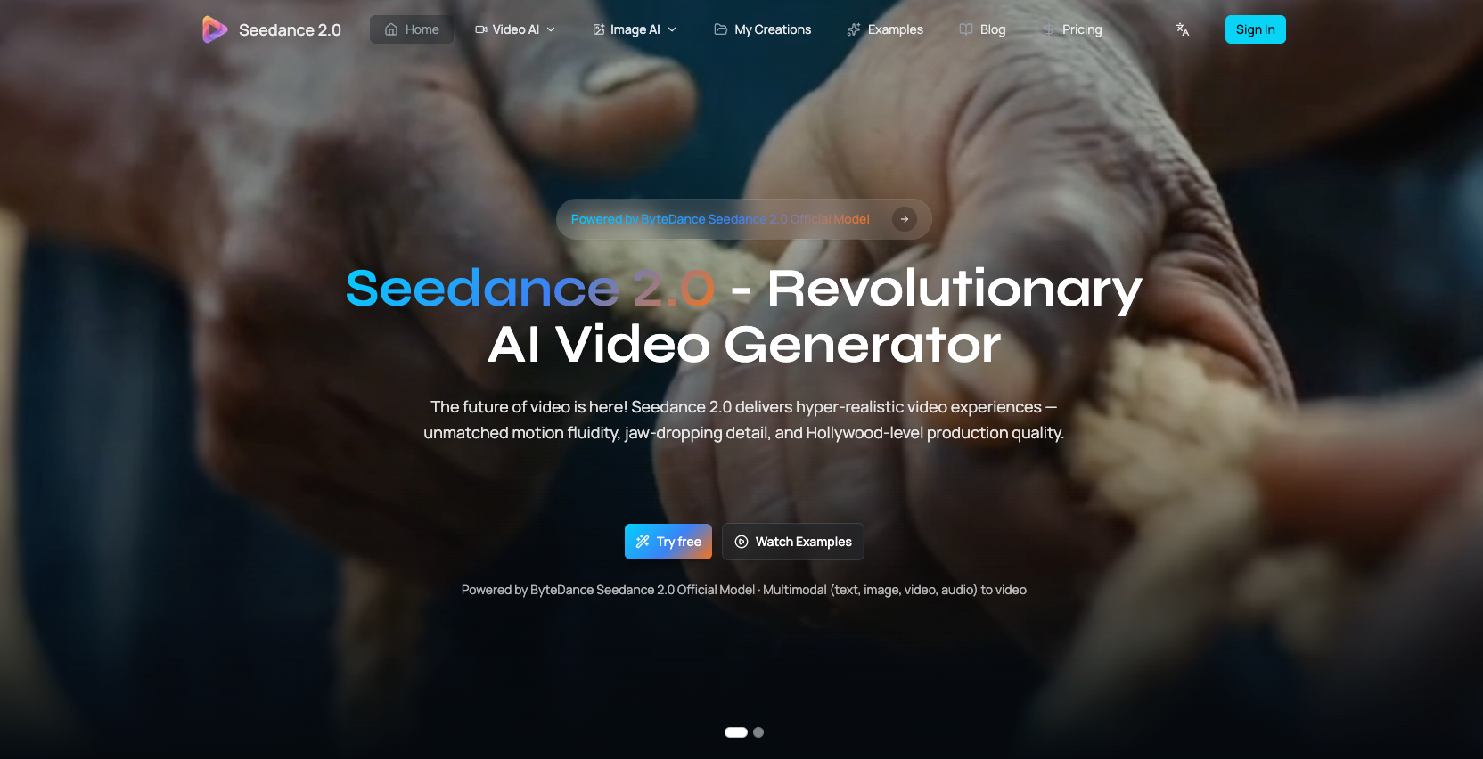 Seedance 2.0 - Main product screenshot demonstrating key features and user interface