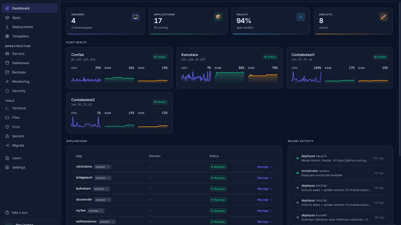 DeployOS screenshot 2