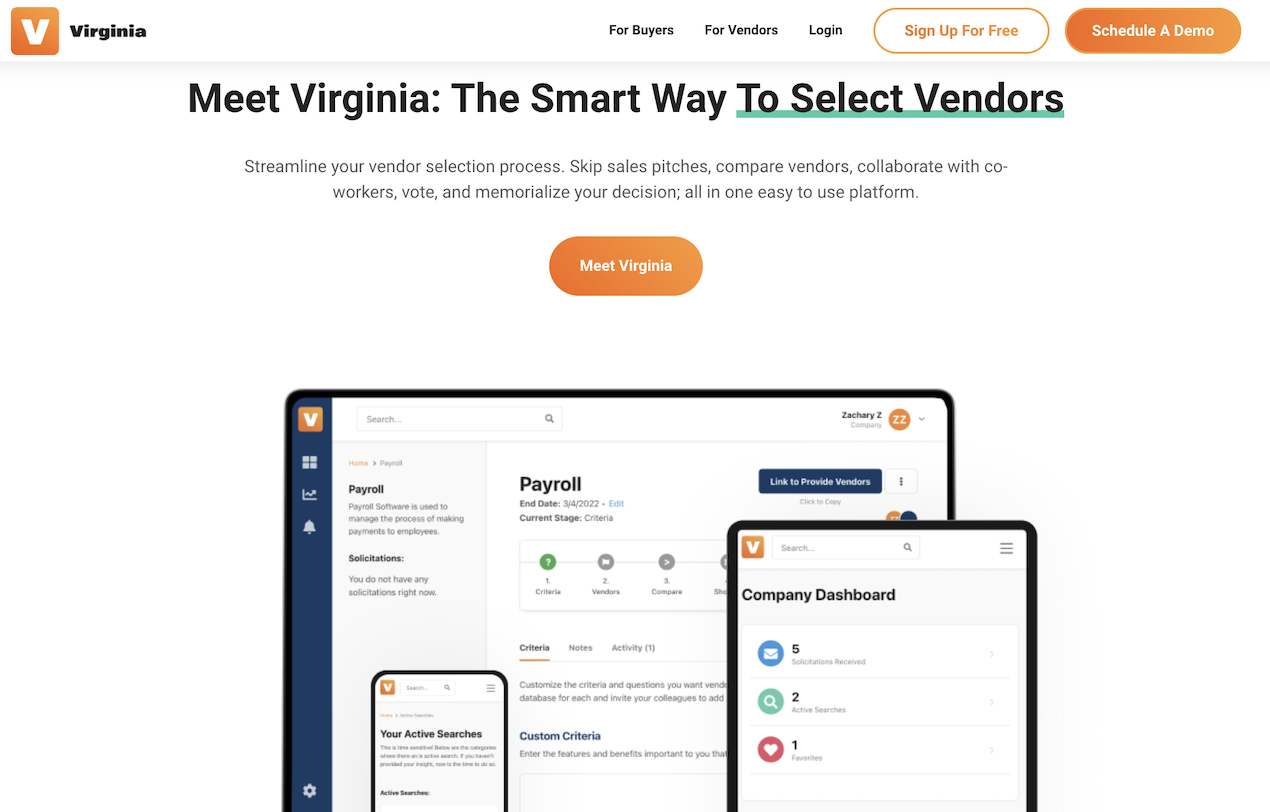 Virginia.io - बी 2 बी विक्रेता चयन उपकरण और बिक्री फ़िल्टर मीडिया 2
