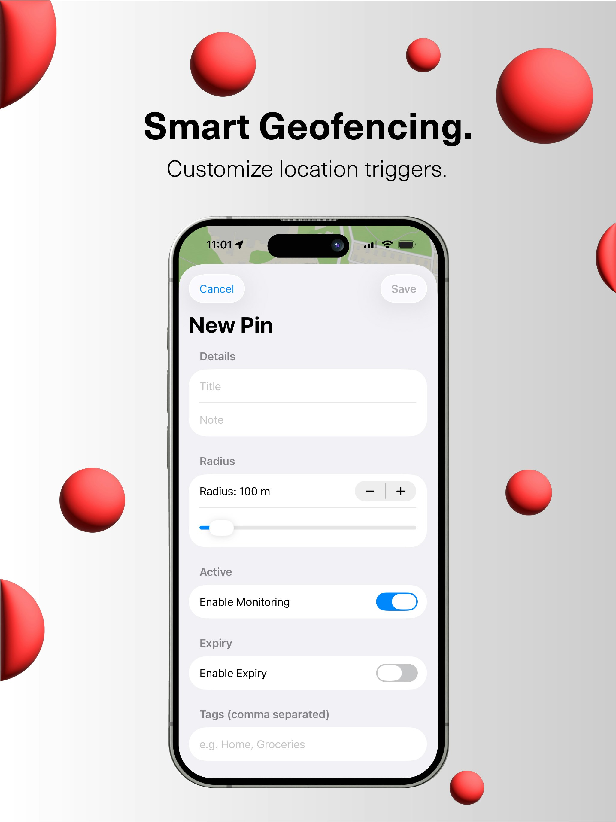 Pinly — Smart Location Reminders - Screenshot 2 showing product features and functionality