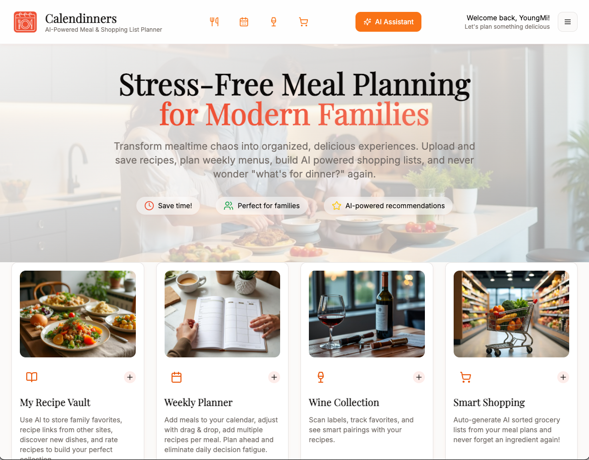 Média Calendins: Planification des repas de l'IA - Importez des recettes, planifiez des repas, créez des listes de courses, avec l'IA. 2