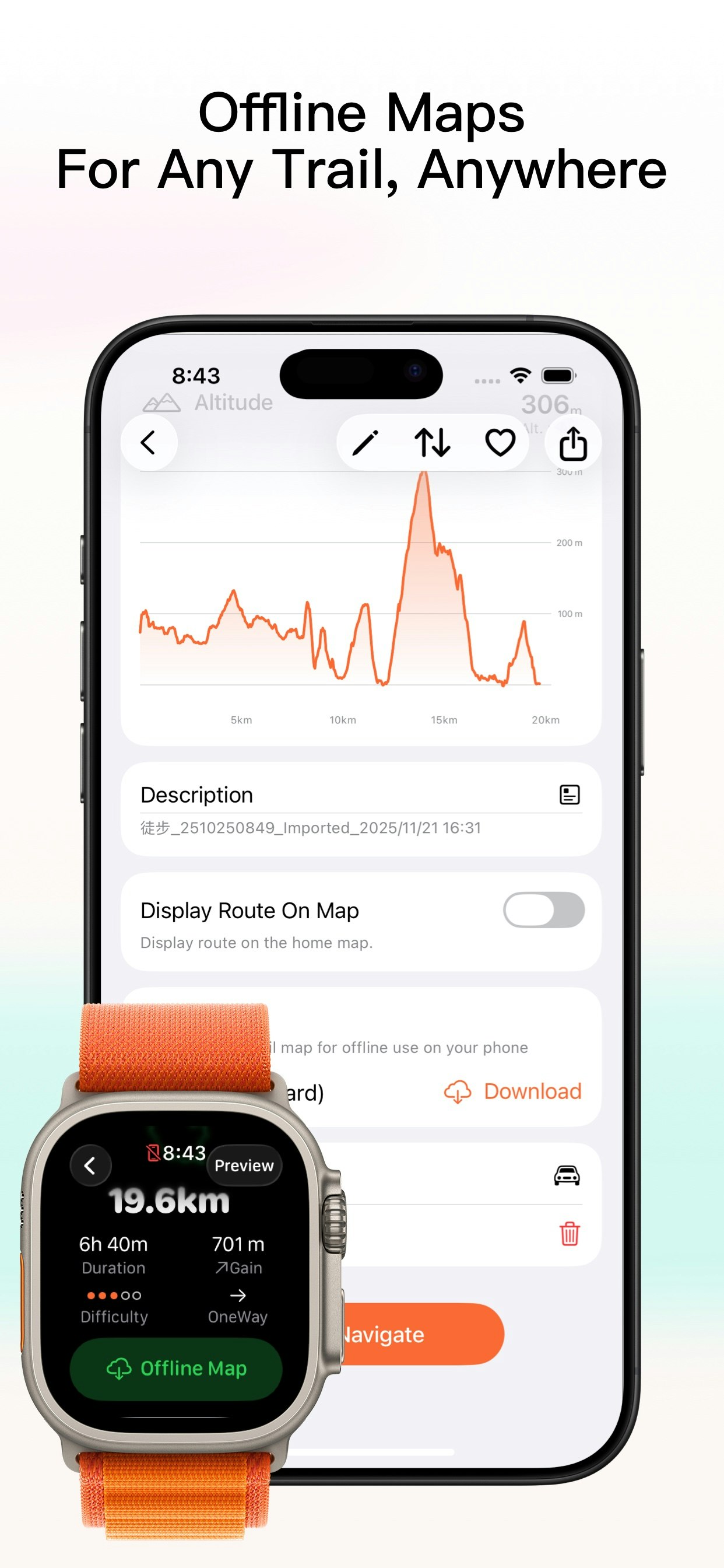 Tooboo - Hiking app for Apple Watch - Screenshot 3 showing product features and functionality