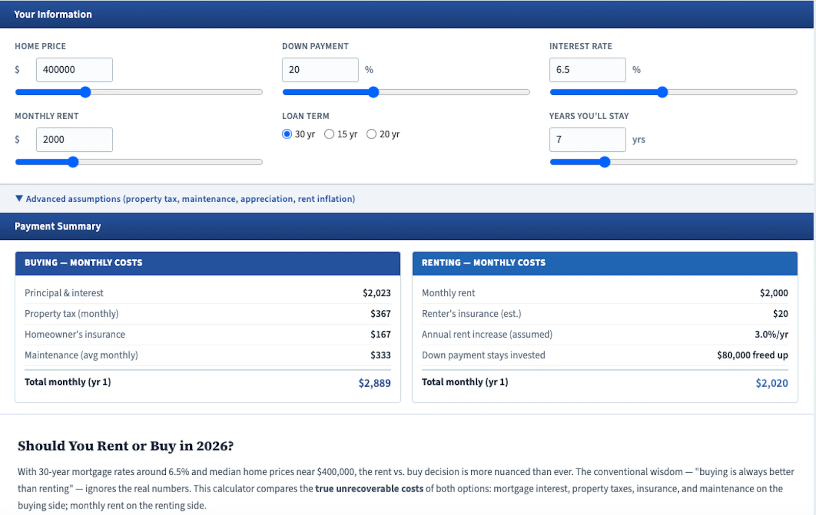 Even & Cost Comparison screenshot 2