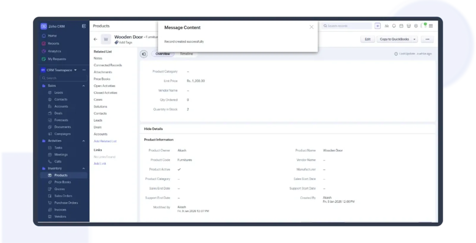 Shopify Integration for Zoho CRM screenshot 4