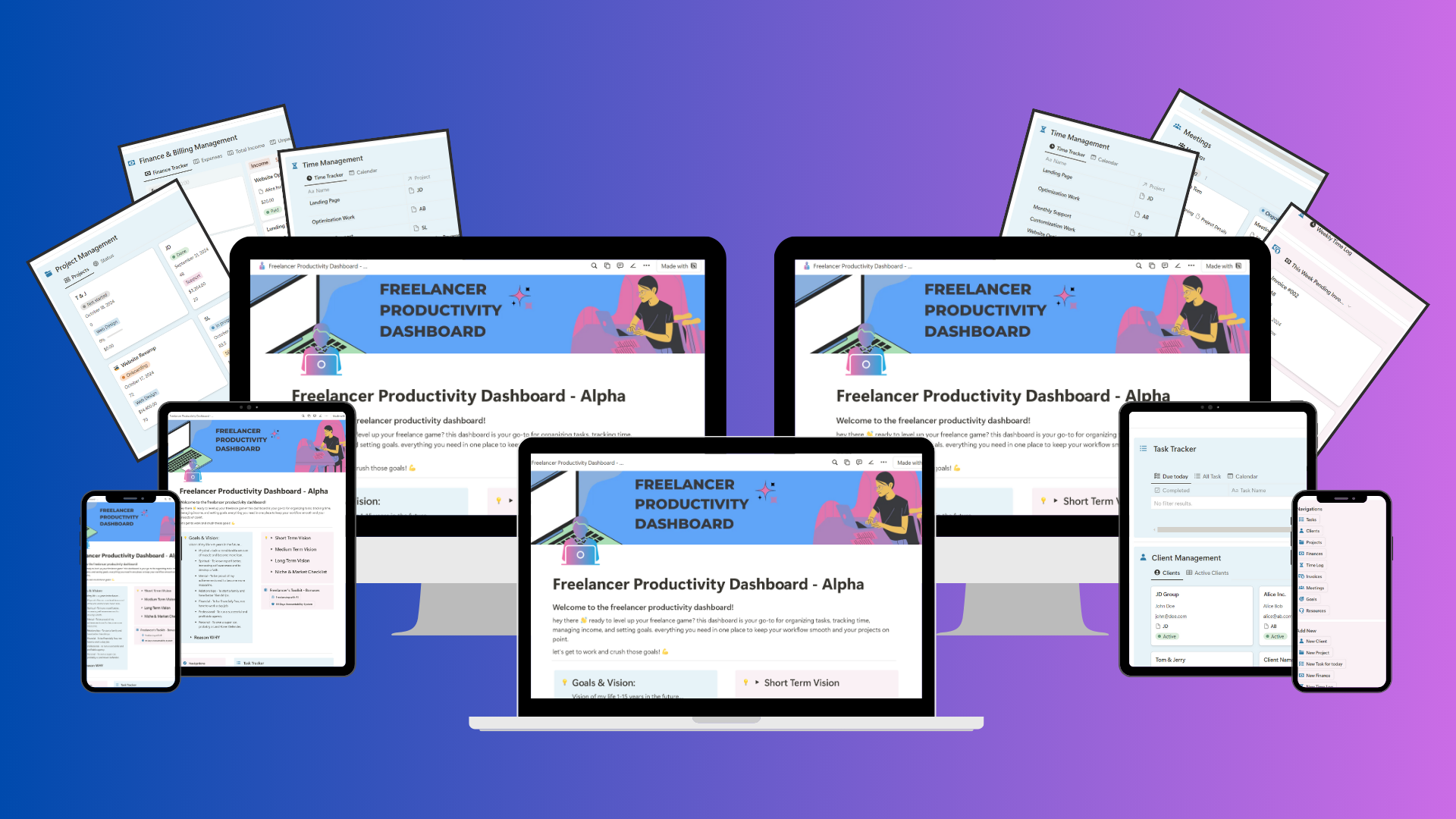 Painel de produtividade freelancer media 2