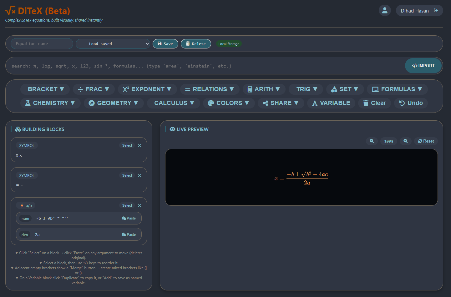 DiTeX · Visual LaTeX Equation Builder gallery image