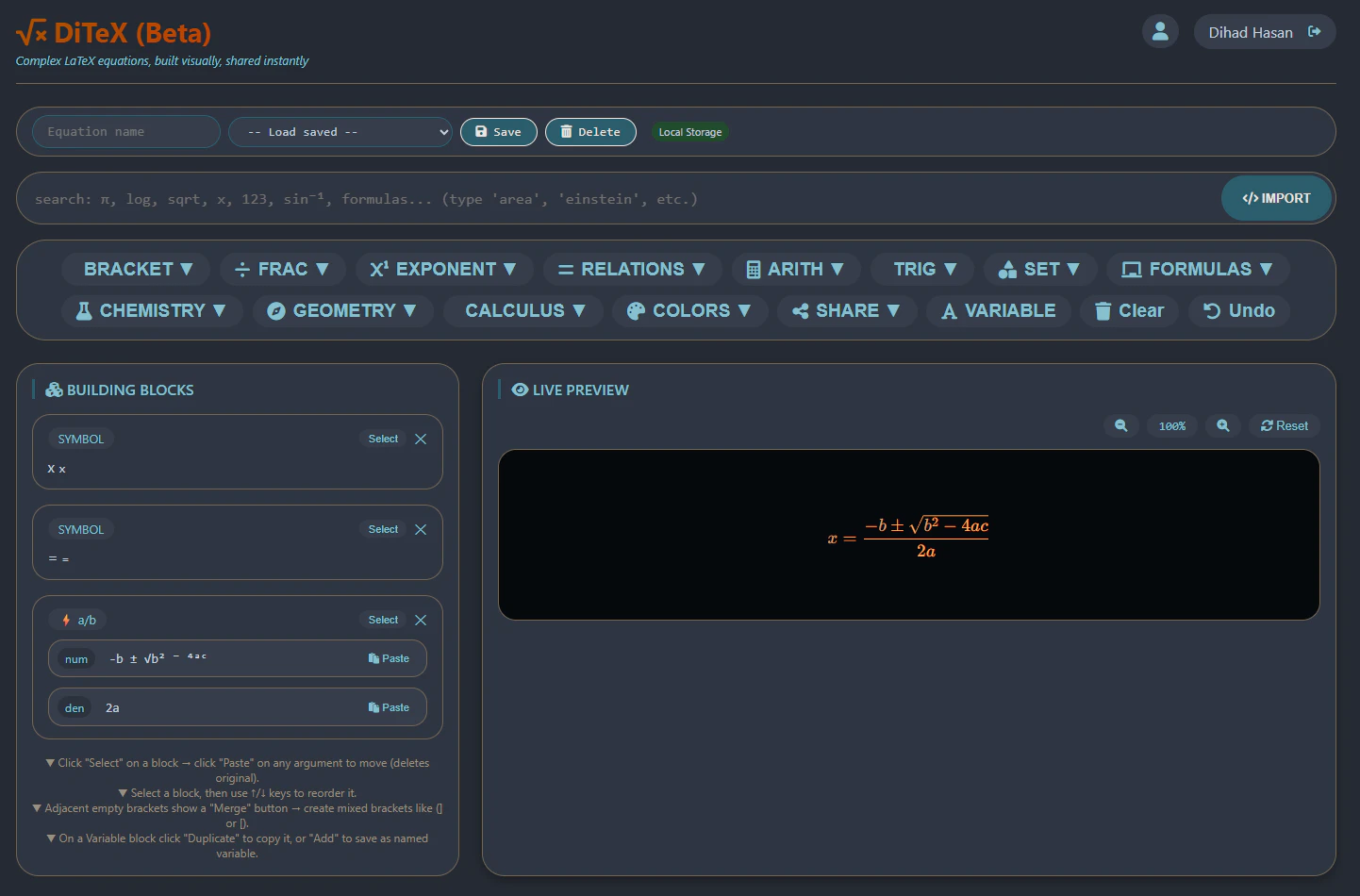 DiTeX · Visual LaTeX Equation Builder screenshot 4