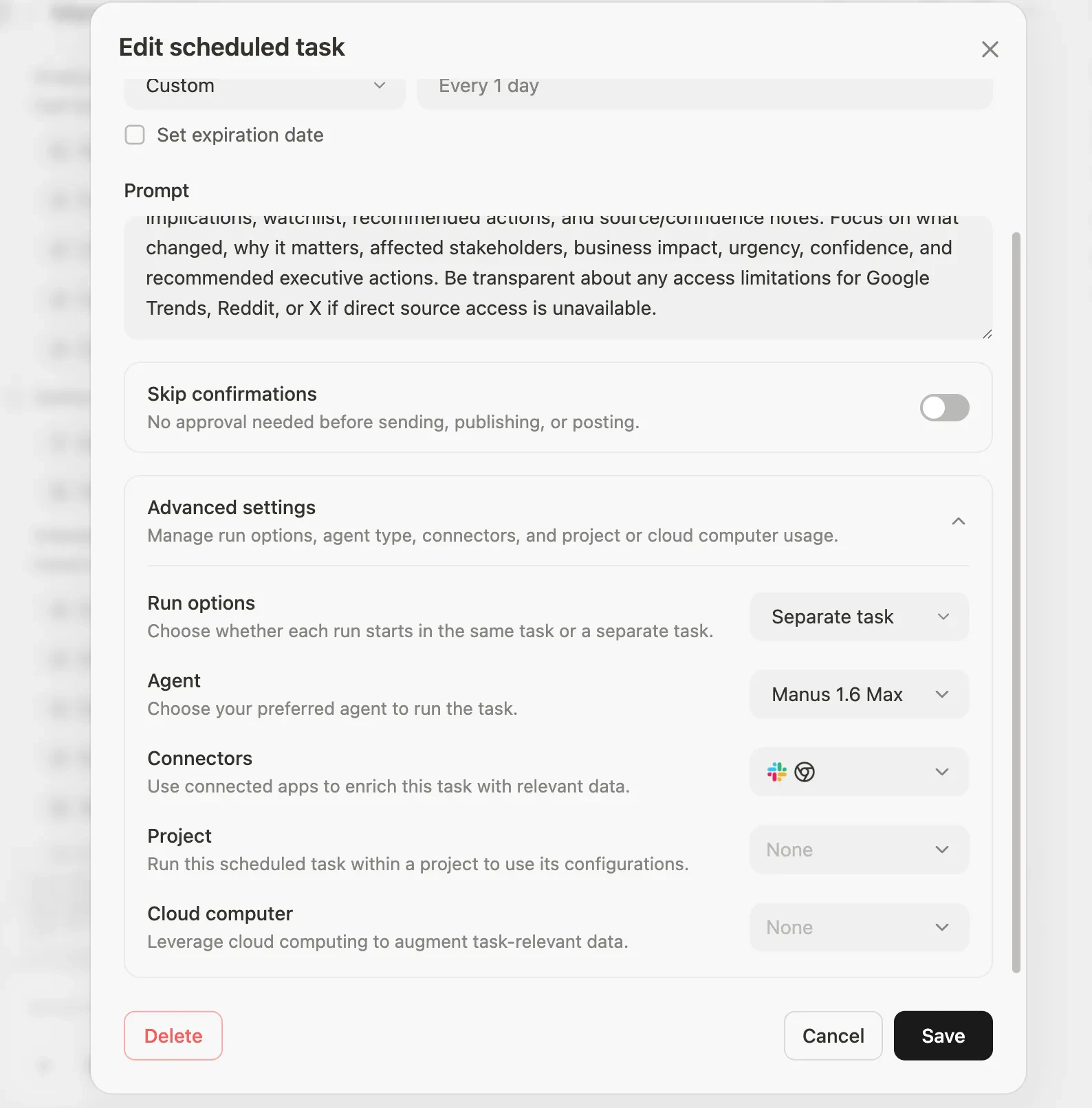 Manus Scheduled Tasks 2.0 screenshot 3