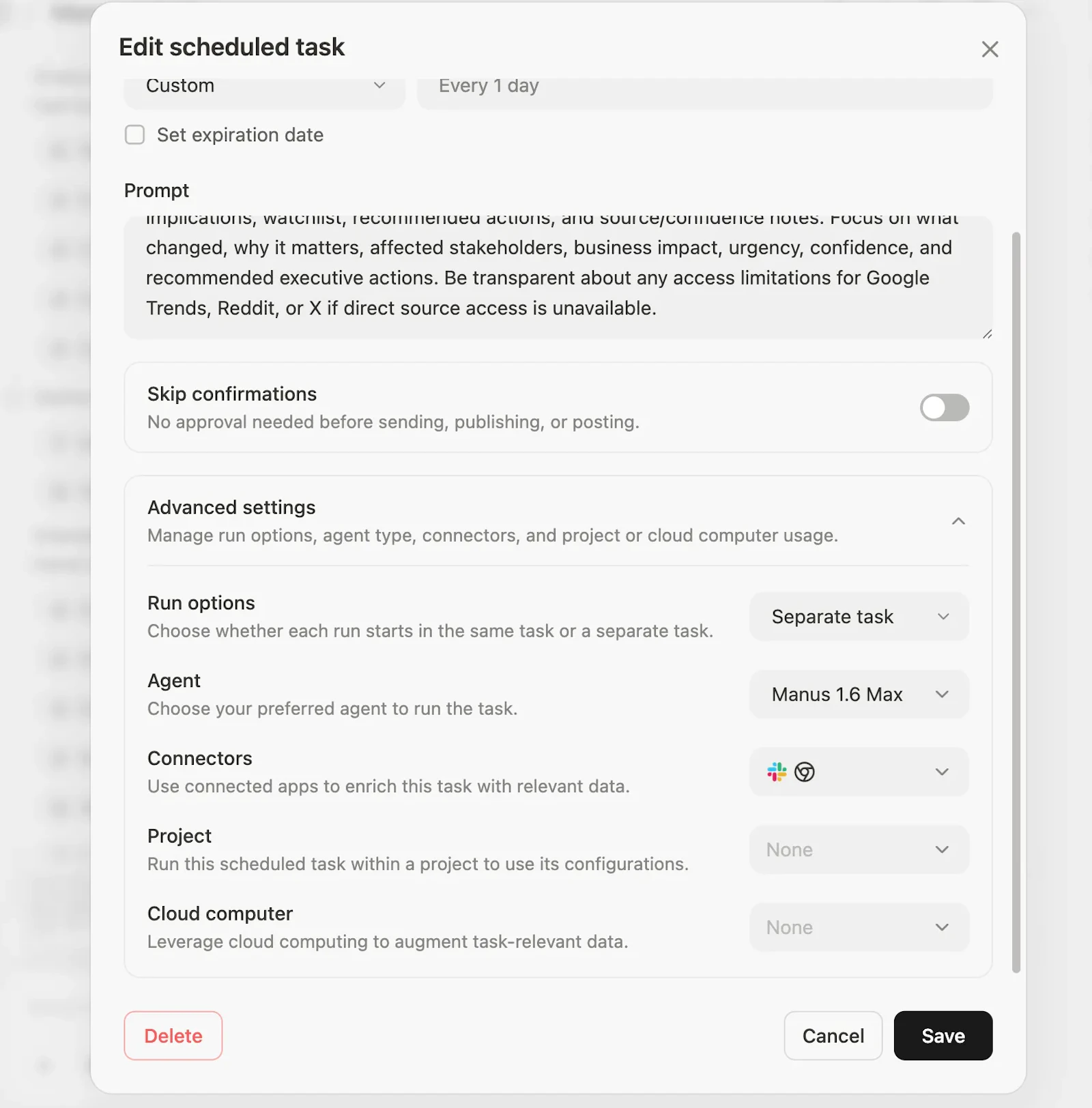 Manus Scheduled Tasks 2.0  screenshot 4