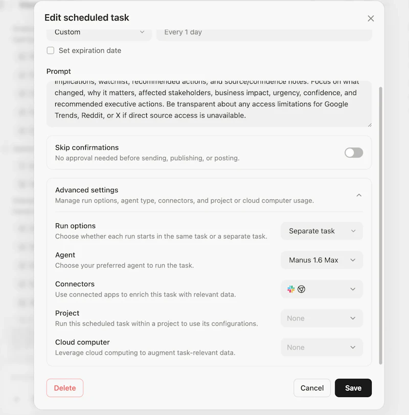 Manus Scheduled Tasks 2.0  screenshot 4