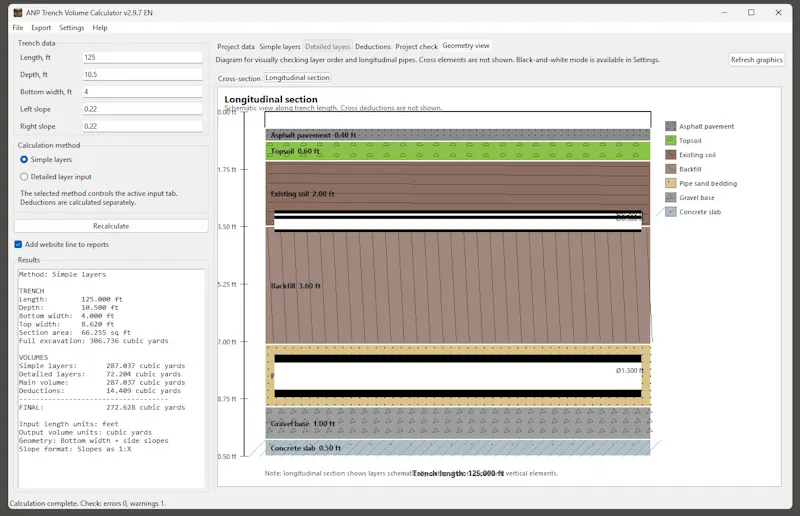 ANP Trench Volume Calculator screenshot 1