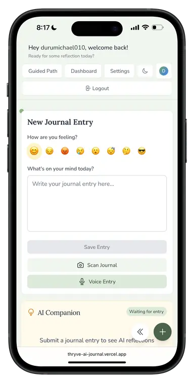 Thryve AI Journal - Ontgast uw gedachten met AI-geleide reflectie media 4