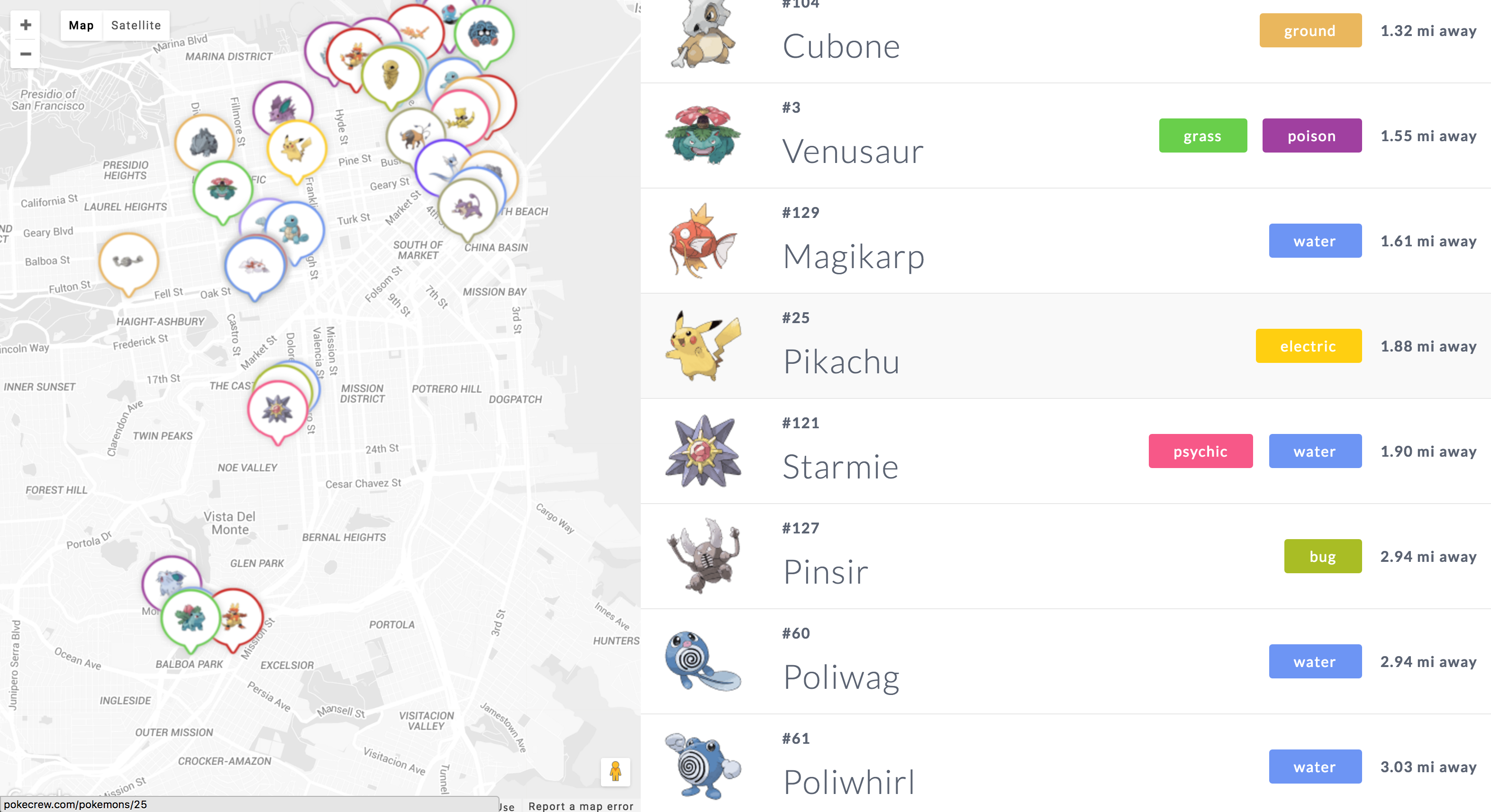 realtime map for pokemon go