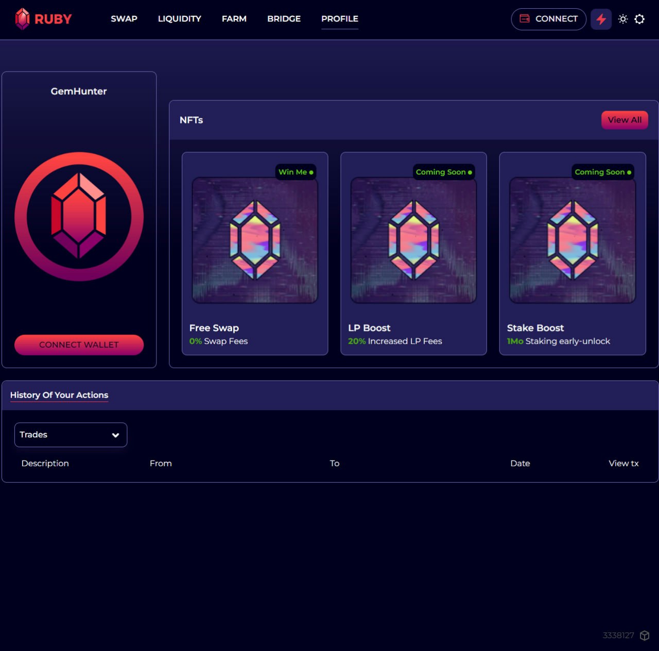 وسائط Ruby.Exchange - أول AMM التي تعمل بالطاقة NFT مع رسوم الغاز صفرية! 5