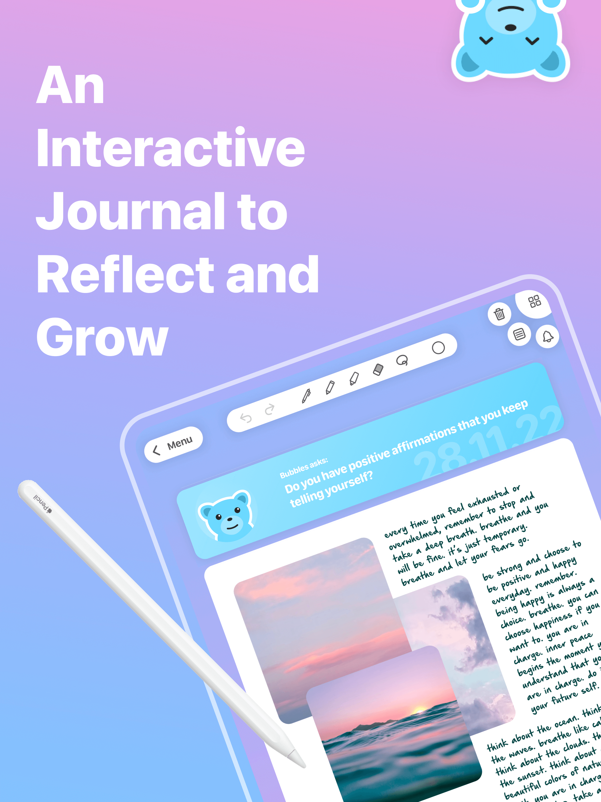Mídia 2 de Jornal de Bubbles - Um diário guiado e interativo para iPad