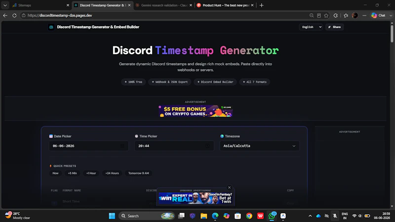 Discord Timestamp Generator screenshot 2