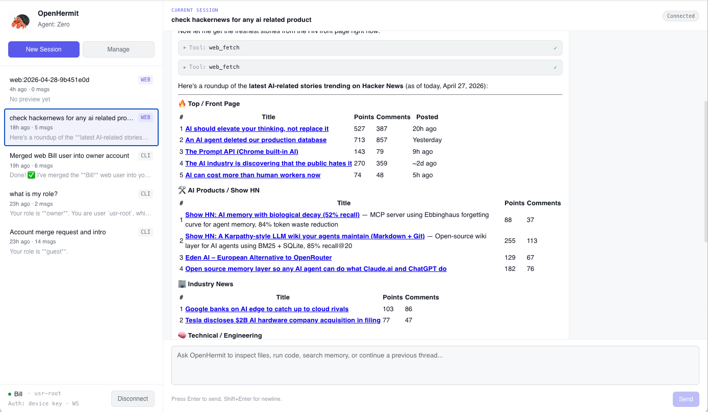 OpenHermit gallery image