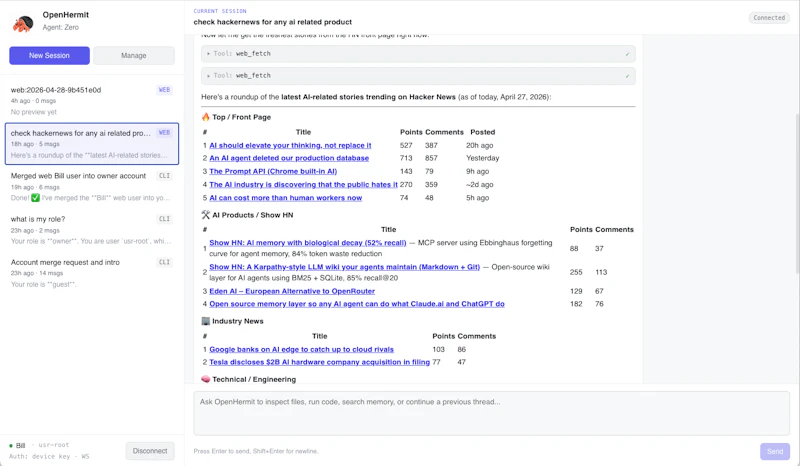 OpenHermit screenshot 3