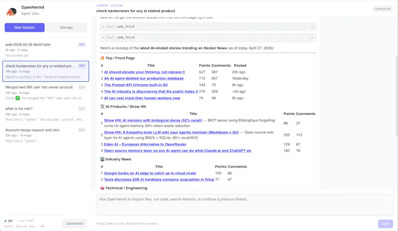 Operable Platform OpenHermit - Operable agents platform | Product Hunt Launch Dashboard