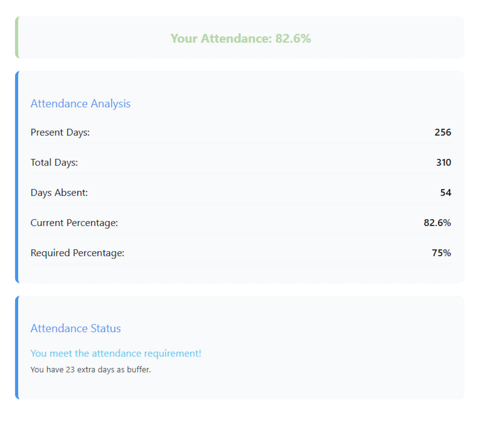 Online Attendance Percentage Calculator screenshot 3