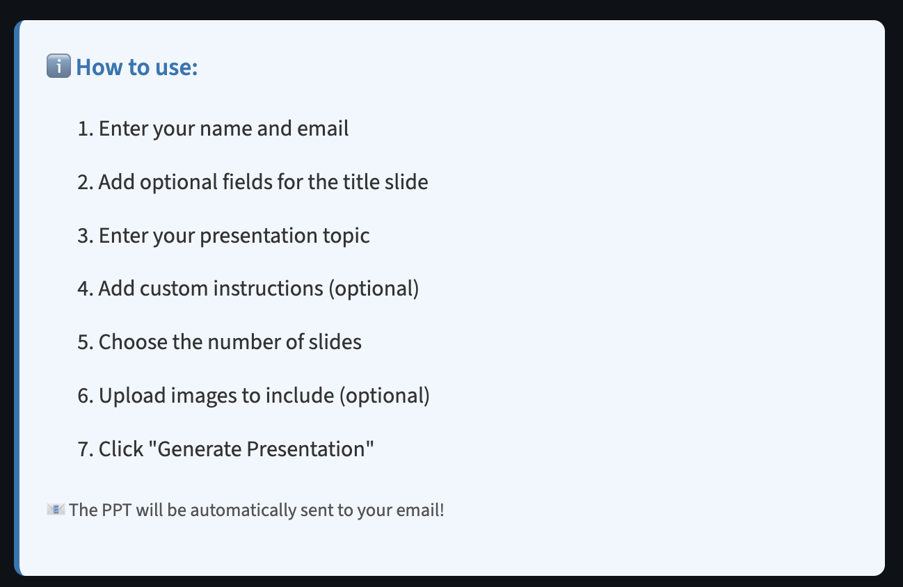 Text To PPT Generator - Main product screenshot demonstrating key features and user interface